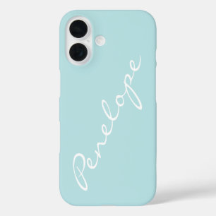Eenvoudige minimalistische scriptnaam Pastel Aqua  iPhone 16 Hoesje