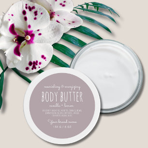 Eenvoudige minimalistische verpakking lilac body b ronde sticker