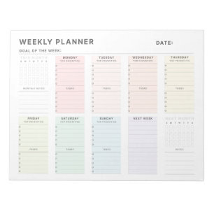 Eenvoudige minimalistische weekplanner notitieblok
