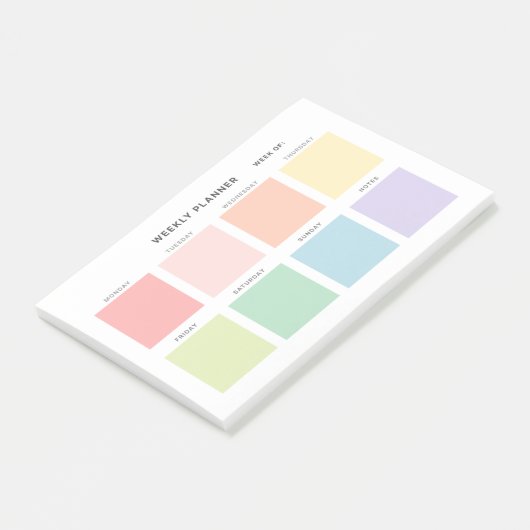 Eenvoudige minimalistische weekplanner post-it® notes (Schuin)