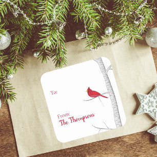 Eenvoudige minimalistische winter Waterverf rood k Vierkante Sticker