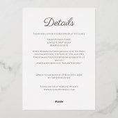 Eenvoudige minimalistische witte en gouden bruilof folie uitnodiging (Achterkant)