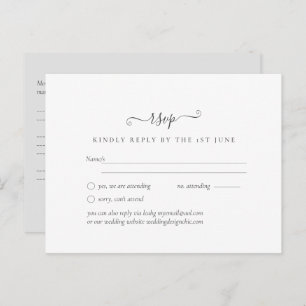 Eenvoudige minimalistische witte RSVP-bruiloft Briefkaart