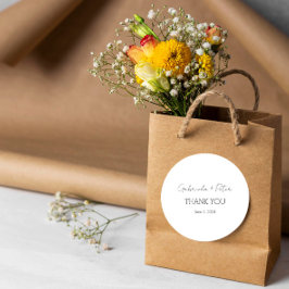 Eenvoudige minimalistische zwart-wit bruiloft dank ronde sticker