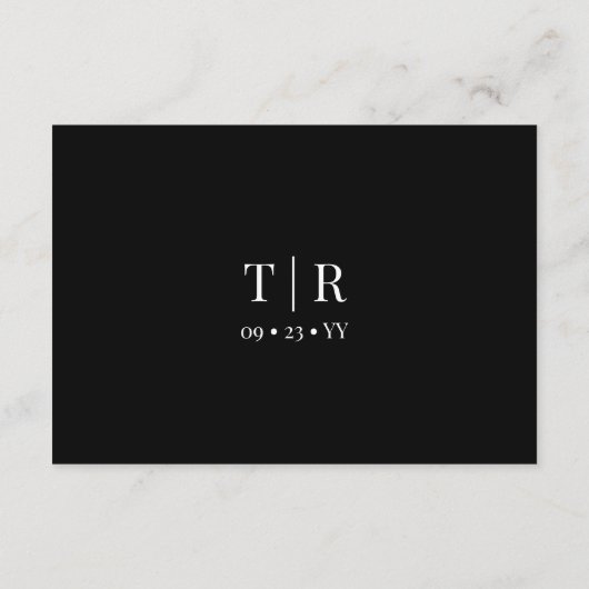 Eenvoudige minimalistische zwart-wit bruiloft deta informatiekaartje (Achterkant)