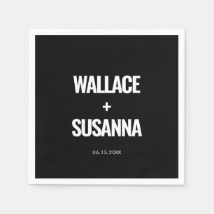 Eenvoudige minimalistische zwart-wit bruiloft servet