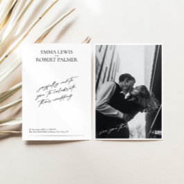 Eenvoudige minimalistische zwart-wit foto bruiloft kaart