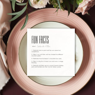 Eenvoudige minimalistische zwart-wit leuke feiten servet