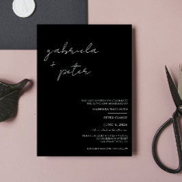 Eenvoudige minimalistische zwart-wit moderne bruil kaart