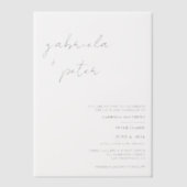 Eenvoudige minimalistische zwart-wit moderne bruil vellum uitnodigingen (Voorkant)