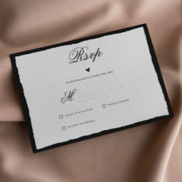 Eenvoudige minimalistische zwart-witweergave RSVP kaartje