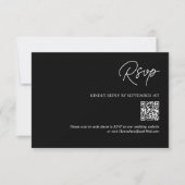 Eenvoudige minimalistische zwarte bruiloft QR-code RSVP Kaartje (Voorkant)