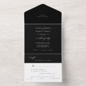 Eenvoudige, minimalistische zwarte en witte elegan all in one uitnodiging (Binnen)