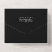 Eenvoudige, minimalistische zwarte en witte elegan all in one uitnodiging (Achterkant)