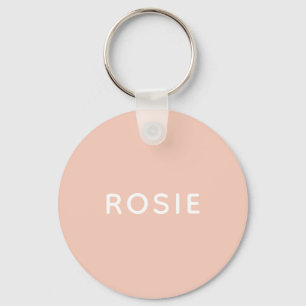 Eenvoudige minimalistische zwarte roze aangepaste  sleutelhanger
