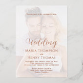 Eenvoudige, minimalistische zwarte scriptkalligraf folie uitnodiging (Voorkant)