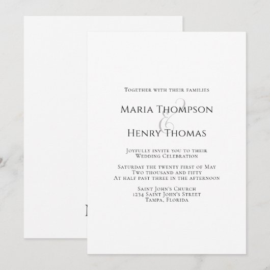 Eenvoudige Minimalistische Zwarte Tekst Ampersand  Kaart (Voorkant / Achterkant)