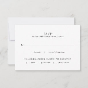 Eenvoudige minimalistische zwarte witte maaltijd k RSVP kaartje