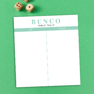 Eenvoudige Mint Blauw en Witte Bunco Tafel Tally Notitieblok