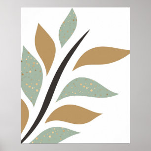 Eenvoudige Mint Green & Gold Branch Art-afdrukken Poster