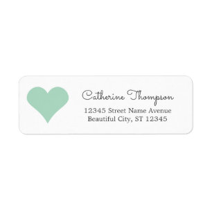 Eenvoudige Mint Green Heart Girly Script Name Etiket