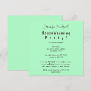 Eenvoudige Mint Seafoam Green Housewarming Uitnodi Aankondiging