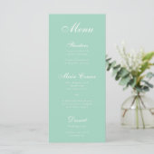 Eenvoudige Mint White Script Elegant Calligraphy G Menu (Staand voorkant)