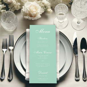 Eenvoudige Mint White Script Elegant Calligraphy G Menu