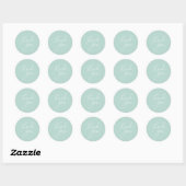 Eenvoudige mintgroen kalligrafie script dank u ronde sticker (Vel)
