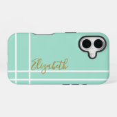 Eenvoudige mintgroene minimalistische aangepaste n iPhone 16 hoesje (Achterkant horizontaal)