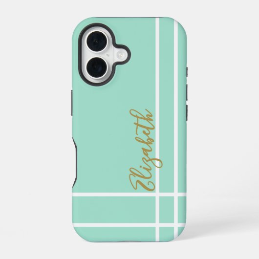 Eenvoudige mintgroene minimalistische aangepaste n iPhone 16 hoesje (Achterkant)