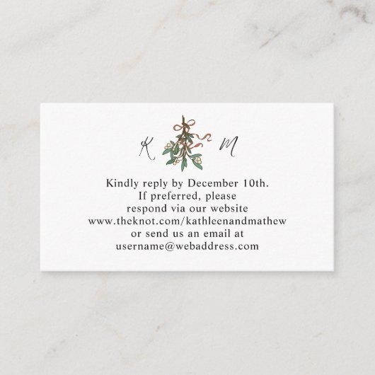 Eenvoudige Mistletoe Holiday QR-code RSVP Informatiekaartje (Voorkant)