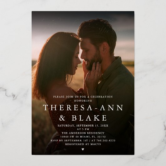 Eenvoudige Modern Elegant Paar Douche Uitnodiging (Voorkant)