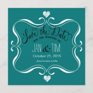 Eenvoudige Modern sparen de Datum   blauwgroen wit Save The Date