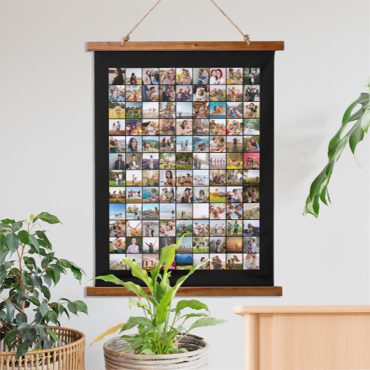 Eenvoudige moderne 108 fotocollage hangend wandkleed