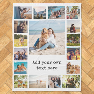 Eenvoudige moderne 17 foto collage fleece deken
