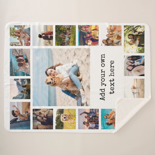 Eenvoudige moderne 17 foto collage sherpa deken (Voorkant (horizontaal))