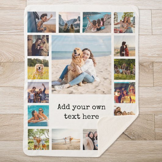 Eenvoudige moderne 17 foto collage sherpa deken