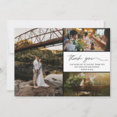 Eenvoudige moderne 3 foto bruiloft dank u bedankkaart (Voorkant)