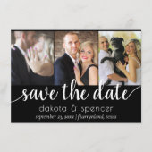 Eenvoudige moderne 3 foto | Klassiek script bloeit Save The Date (Voorkant)