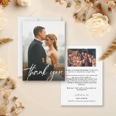 Eenvoudige moderne aangepaste 2 trouwfoto's bedankkaart