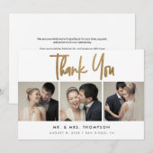 Eenvoudige moderne aangepaste 3 bruiloft foto's bedankkaart (Voorkant / Achterkant)