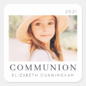 Eenvoudige, moderne aangepaste eerste communityfot vierkante sticker (Voorkant)