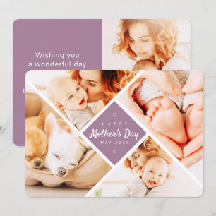 Eenvoudige, moderne aangepaste foto's Happy Moeder Kaart