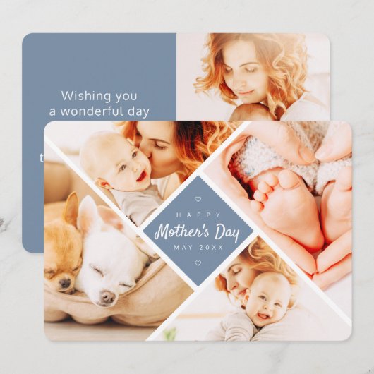 Eenvoudige, moderne aangepaste foto's Happy Moeder Kaart (Voorkant / Achterkant)