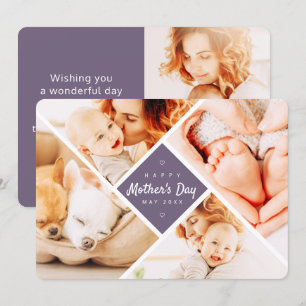 Eenvoudige, moderne aangepaste foto's Happy Moeder Kaart