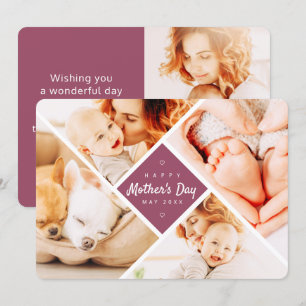 Eenvoudige, moderne aangepaste foto's Happy Moeder Kaart