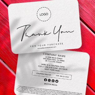 Eenvoudige, moderne, aangepaste Logo coupon Notitiekaartje