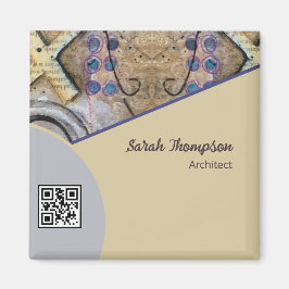 Eenvoudige Moderne Abstracte Accenten QR Code of L Magneet