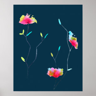 Eenvoudige, moderne, abstracte Japanse roze bloem Poster